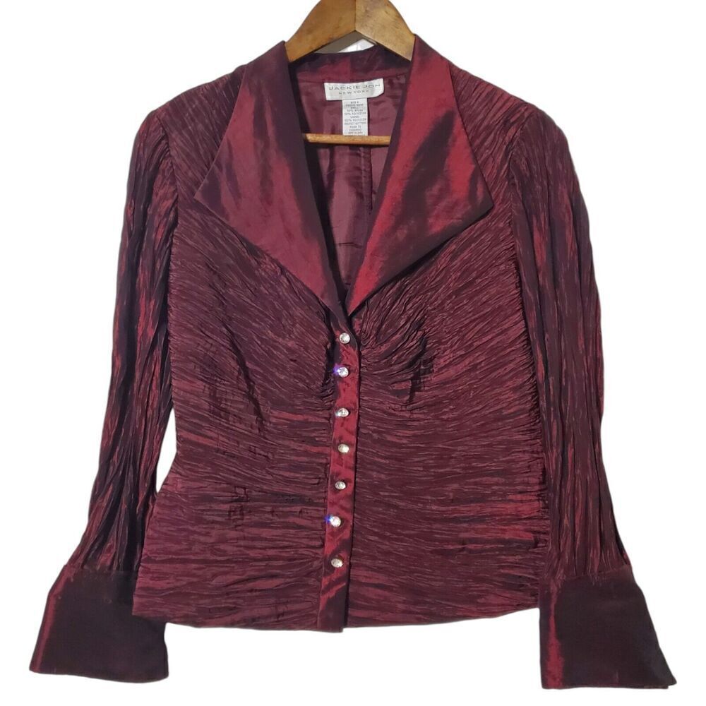 Jackie Jon Dark Academia Top Size 6 Shimmer Button Pleated Steampunk Womens